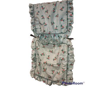 Christmas TWO custom made winter berry holly print aqua ruffle throw pil…